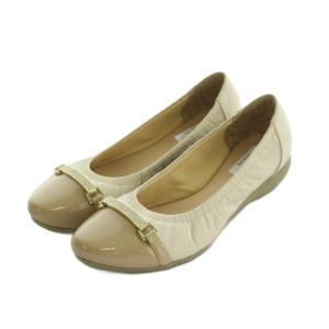 ビジュービットスニーカーパンプス キャップトゥ ギャザー 23.5cm ベージュ /MI OS