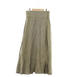 GENTLEMAN LADY ジョリーナラップスカート フレアスカート リネン混 38 ミックスブラウン