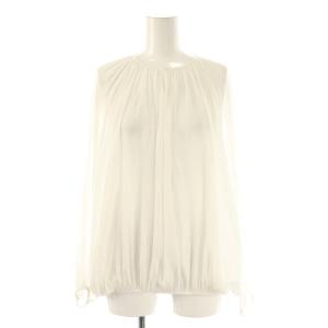 ギャザープルオーバーブラウス 長袖 2 ホワイト /DF OS SH