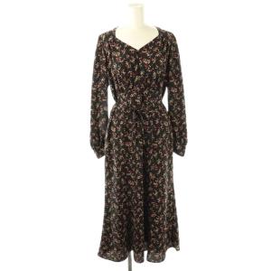 総柄ワンピース ロング ダークブラウン ライトベージュ レッド /DO OS SH