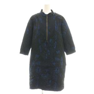 ジャガードワンピース 総柄 ブラック ネイビー ブルー /CX OS SH