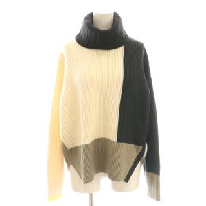 タートルネックプルオーバー ニット セーター S 黒 ブラック アイボリー グレージュ /CX OS