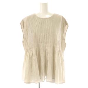 コットンピンタック ノースリーブブラウス プルオーバー 1 べージュ /HK OS