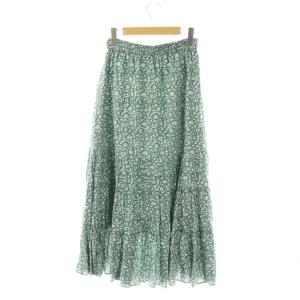 NE QUITTEZ PAS! DOBBY CHECK LEAF PRINT TIERED SKIRT スカート ロング グリーン オフホワイト