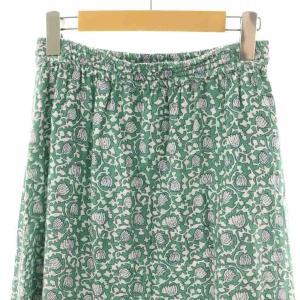 NE QUITTEZ PAS! DOBBY CHECK LEAF PRINT TIERED SKIRT スカート ロング グリーン オフホワイト