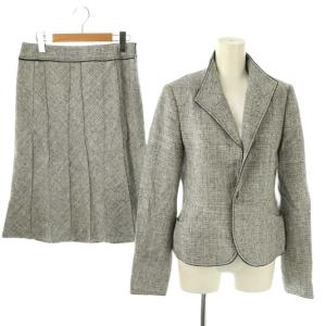 vingt-trois セットアップ ジャケット スカート シルク混 40 グレー /DO OS