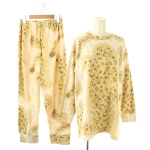 パジャマ あったか素材 セットアップ ナイトウェア M ホワイト マスタード /DF OS