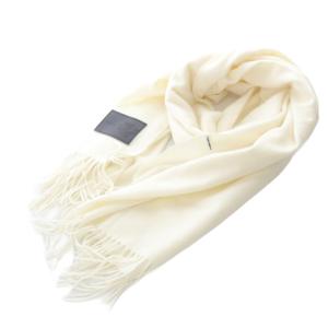 レザータグ マフラー フリンジ 白 ホワイト /SR