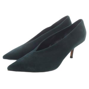 フィービー期 スエード ポインテッドトゥ パンプス ピンヒール 38.5 モスグリーン /SR