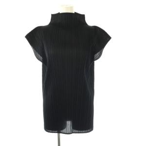 プリーツハイネックノースリーブトップス カットソー M ブラック /DO OS