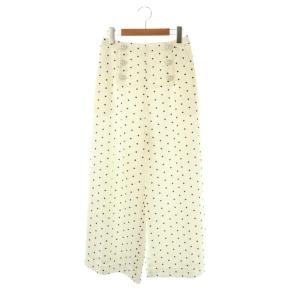 ドット ワイドパンツ タック 1 ホワイト ネイビー /HK OS