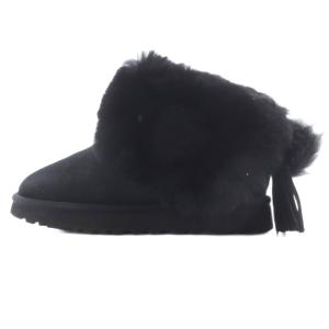 タッセル ショートムートンブーツ ロゴ 22cm 黒 ブラック /SR