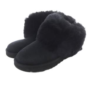 UGG australia タッセル ショートムートンブーツ ロゴ 22cm 黒 ブラック /SR