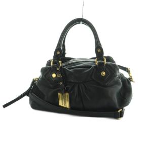 2way ハンドバッグ ショルダーバッグ レザー 黒 ブラック /MI OS