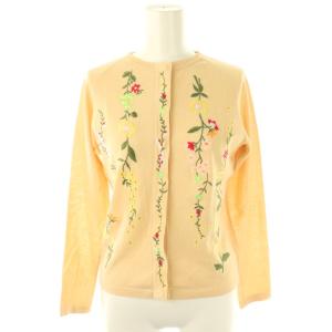 フラワー刺繍カーディガン ニット 長袖 38 べージュ /HK OS