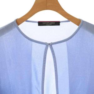 LEONARD ファッション ラインストーンボレロ カーディガン ニット 七分袖 薄手 38 ブルー /NR OS