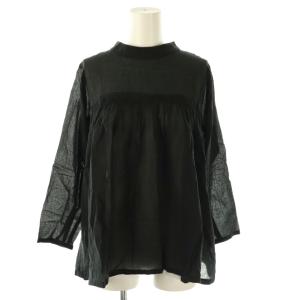 23SS コットンシルクシャーリングプルオーバー ブラウス ブラック /DF OS