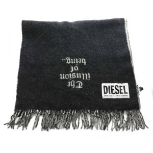 DIESEL ロゴマフラー ストール 黒 ブラック グレー /SS OS