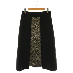 ファインコードレース切り替えスカート Aラインスカート ロング 36 ブラック /DF OS