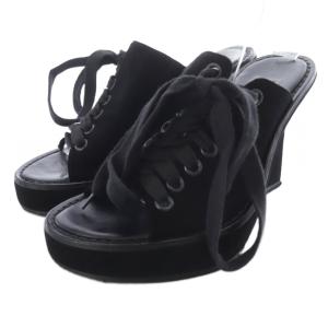 ウエッジソール レースアップサンダル 36 ブラック