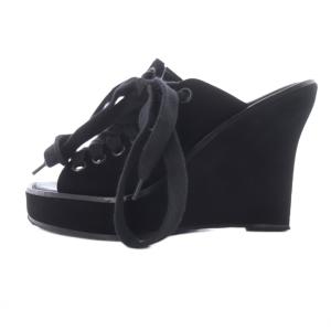 ANN DEMEULEMEESTER ウエッジソール レースアップサンダル 36 ブラック