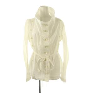 コットンダブルボタンハイネックブラウス 34 ホワイト /DO OS