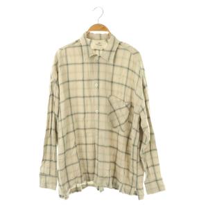 CHECK 2WAY SHIRT シャツ ブラウス 前開き F ベージュ グレー チェック柄 /CX OS