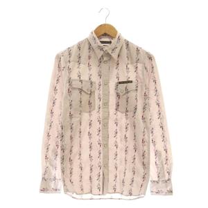スカルフラワーウエスタンシャツ 長袖 M グレー ピンクグレー 0613AH03389 /DF OS