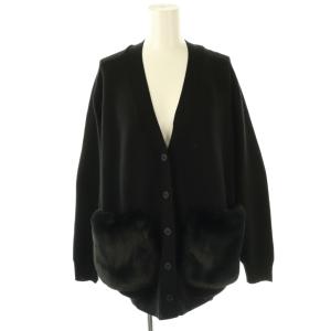 ミラノリブ ポケットファーカーディガン ニット 長袖 ウール S 黒 /NR OS