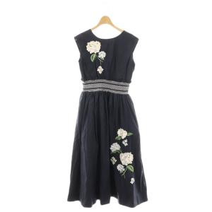 あじさい刺繍ワンピース 1 ネイビー マルチカラー /DO OS