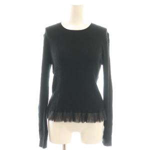 24SS 裾フリル プルオーバー リブニット ブラック /DF OS