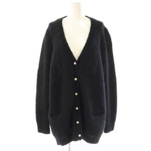 22AW ルーズ ビッグ Vネック パールボタン カーディガン  モヘヤ XS