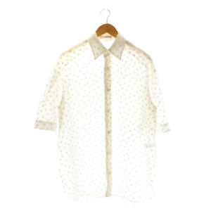 ドットジャガードショートスリーブシャツ ブラウス 半袖 前開き オフホワイト /NR OS