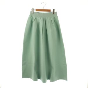 24SS ホールガーメント ニットタックフレアスカート ロング L グリーン /HK OS