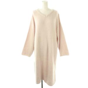 ニットワンピース ルームウェア 部屋着 長袖 ロング F ピンク /NR OS