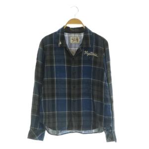 HYSTERIC GLAMOUR MOVE YOUR ASS刺繍オープンカラー長袖SH シャツ M ネイビー /MY OS