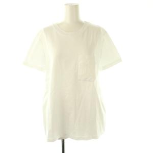 コットンロゴ刺繍Tシャツ カットソー 半袖 L ホワイト /DF OS