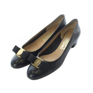 ヴァラリボン パンプス 7.5 25cm 黒 ブラック アーモンドトゥ /RI OS