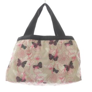 LesportSAC ナイロン ボストンバッグ ハンドバッグ 総柄 ベージュ /SR
