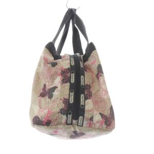 LesportSAC ナイロン ボストンバッグ ハンドバッグ 総柄 ベージュ /SR
