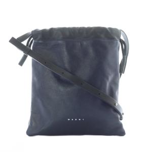 バイカラー 巾着 ショルダーバッグ UNI ネイビー ブラック