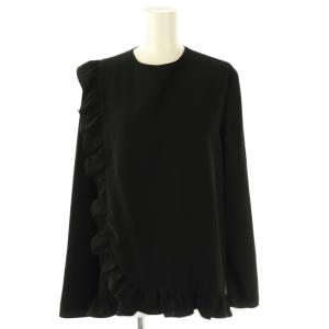 ロングスリーブラップフリルブラウス F ブラック