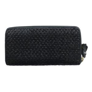 ANYA HINDMARCH ラウンドジップロングウォレット 長財布 リボンモチーフ レザー 黒 ブラック /SS OS