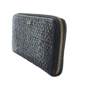 ANYA HINDMARCH ラウンドジップロングウォレット 長財布 リボンモチーフ レザー 黒 ブラック /SS OS