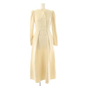 トレンチ風ニットワンピース ロング 長袖 36 アイボリー /HK OS SH