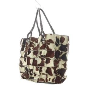 JAMIN PUECH トートバッグ レザー 本革 ブラウン アイボリー ハラコ パッチワーク 牛柄 カウ柄 JAMIN /RI