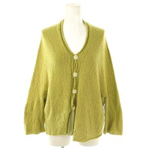 カーディガン ニット リネン混 M 黄緑 イエローグリーン /ES OS