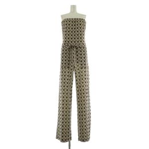 シルク 総柄 ベアオールインワン サロペット パンツ ノースリーブ 2 ブラウン /MY OS