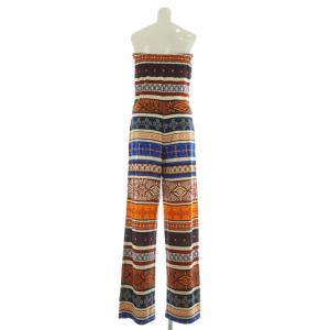 DIANE von FURSTENBERG シルク 総柄 ベアオールインワン サロペット パンツ ノースリーブ 2 マルチカラー /MY OS