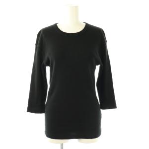 rib Tシャツ カットソー 七分袖 ブラック /ES OS